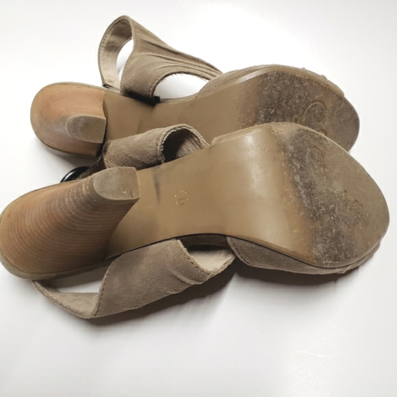 Seychelles Suede Leather Peep Toe Heel size 10 women's Stacked high heels - Picture 10 of 12